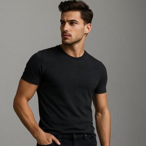 black round neck t shirt half sleeve