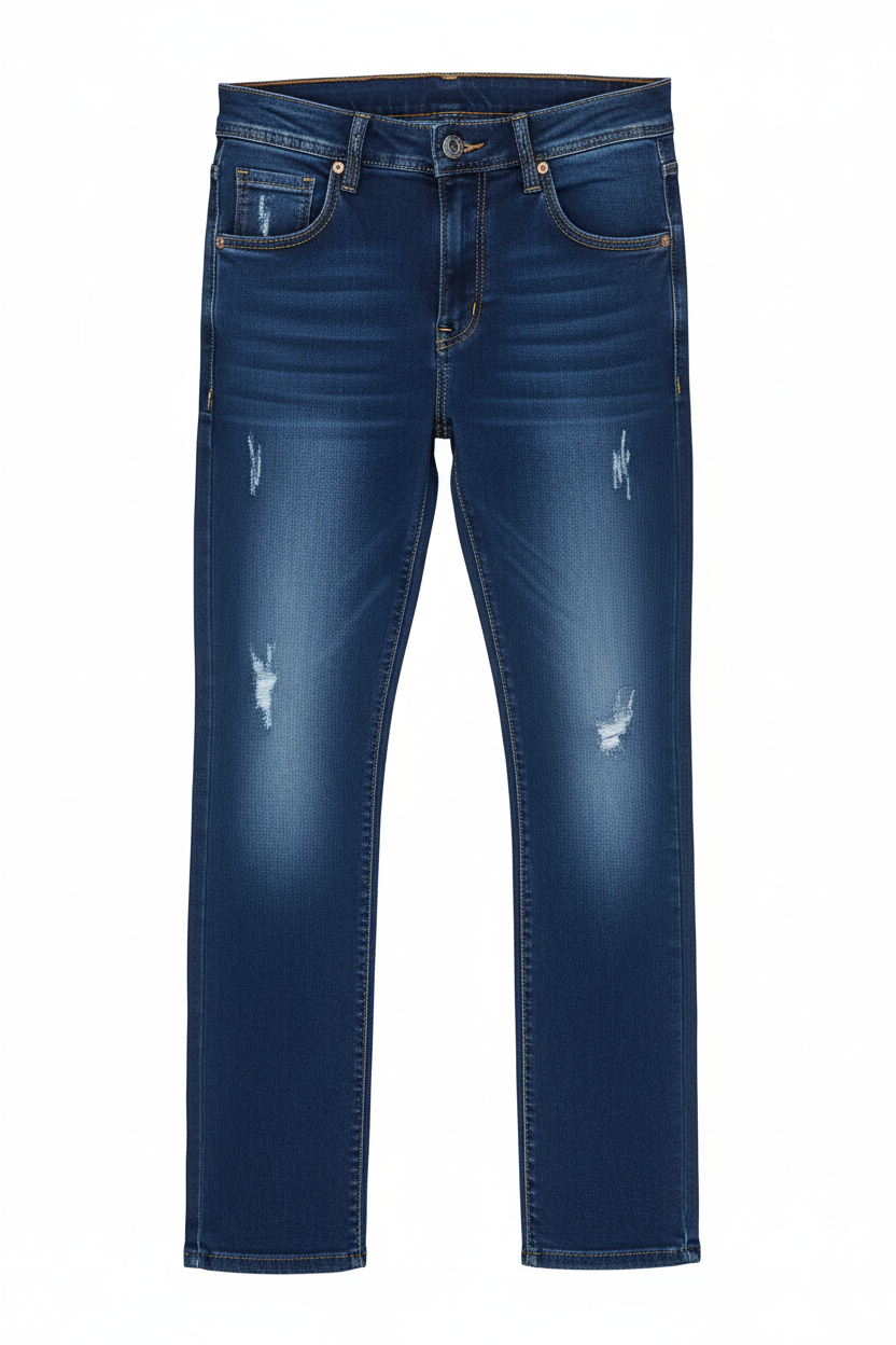 Blue Medium Wash Ripped Frayed Cat Scratch Skinny Jeans