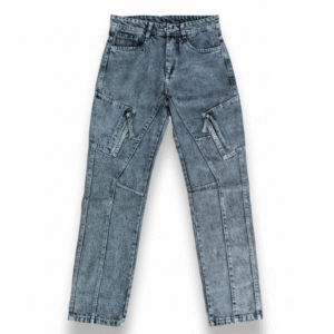 Men's Acid Wash Cargo Jeans - Relaxed Fit Denim with Zipper Pockets