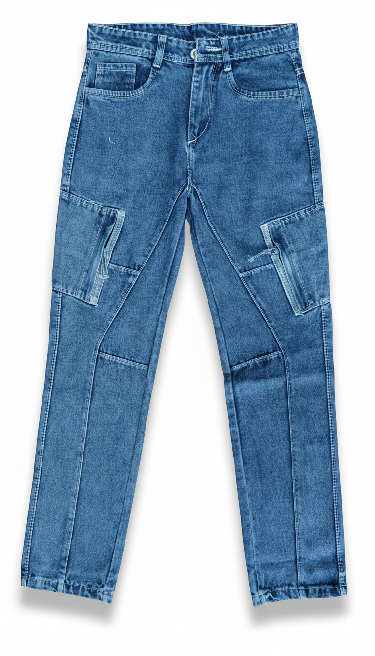 Classic Blue Denim Cargo Jeans