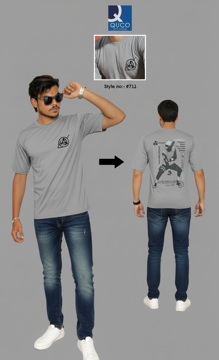 Kakashi Hatake Anime Grey T-Shirt - "Down Shoulder" Style