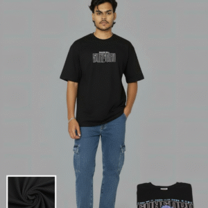 Black Graphic Print Oversized Fit