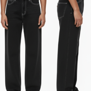 black straight fit baggy jeans men