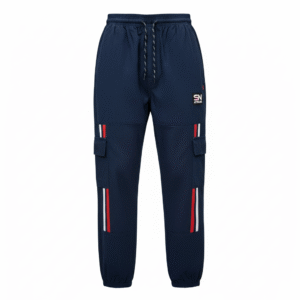 Men's Navy Blue Athletic Cargo Track Pants - Comfort & Style
