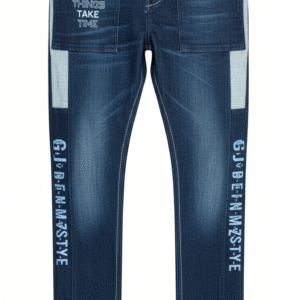 ROFYT "Thoughtful Style" Blue Denim - Men's Jeans with Patch & Graphic Text
