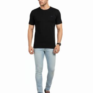 Men's Premium Black Cotton T-Shirt - Size S - Classic Crew Neck | Soft & Breathable