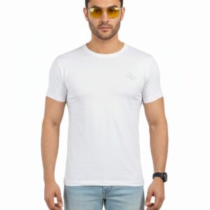 Men's Pure Cotton Crew Neck T-Shirt - White (Size S)